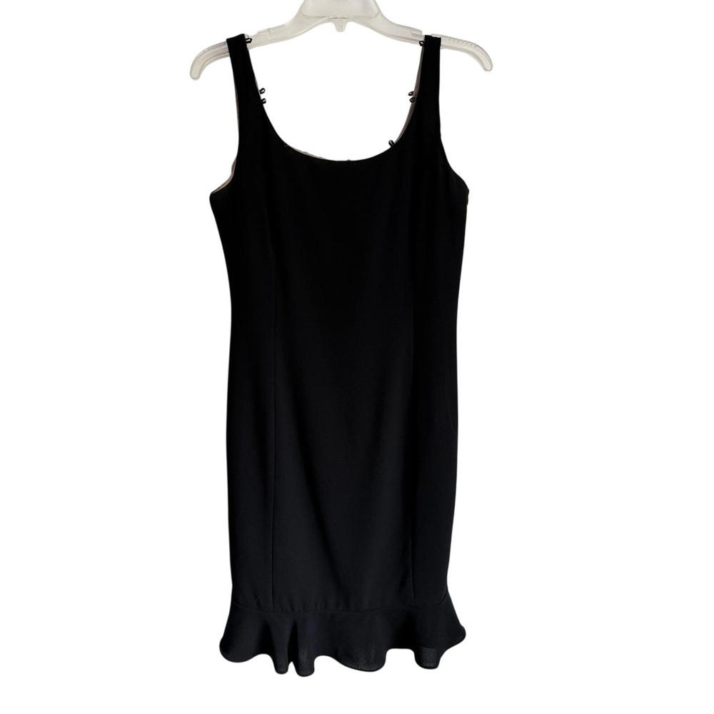 Vintage Evan-Picone Black Ruffle Hem Sleeveless Sheath Cocktail Dress Size‎ 6